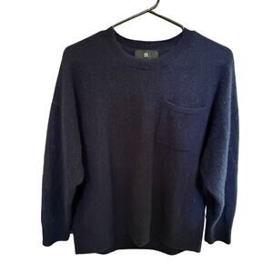 Banana Republic Navy 100% Cashmere Pocket Sweater Relaxed Small Quiet Luxury